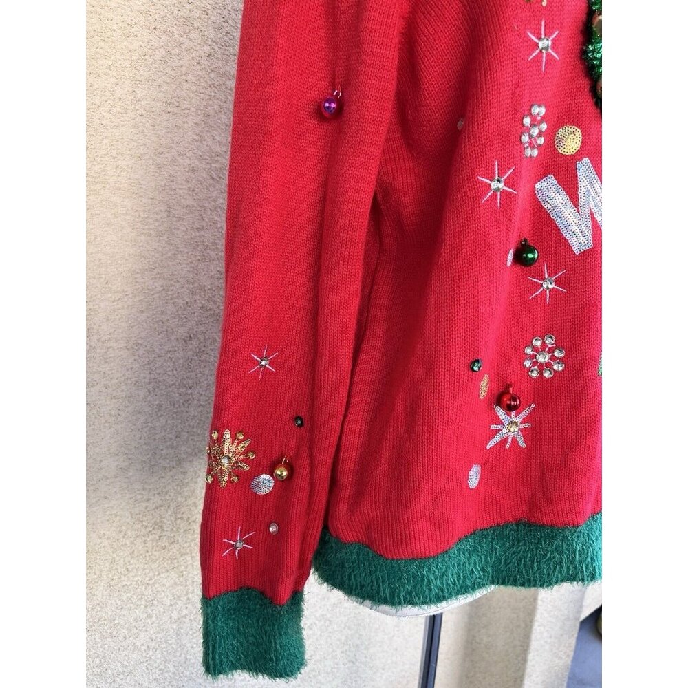 Holiday Time Fun Ugly Christmas Sweater size XL Granny Grandma core 14-16 Red - Picture 5 of 11